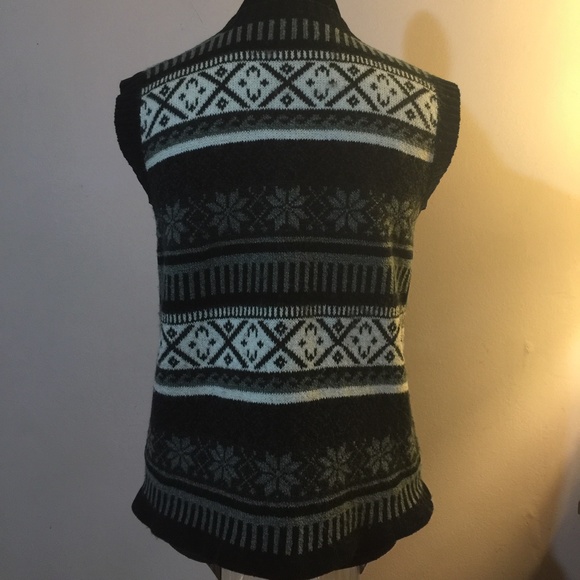 Vintage Knitted Sweater vest Snowflakes V Neck Pullover Sweater Sz Medium - Picture 6 of 9